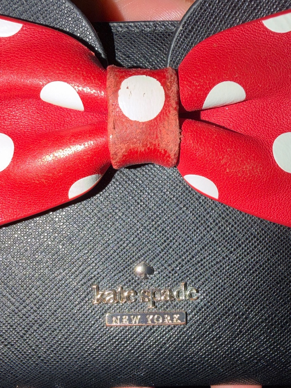 kate spade Black Wallet with Red Polka Dot Bow